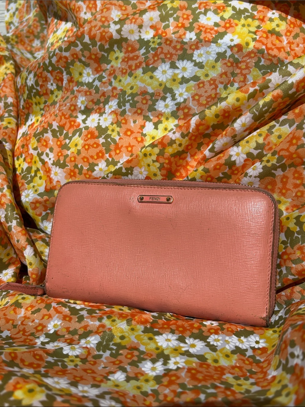 Fendi Vintage Pink Zip Wallet